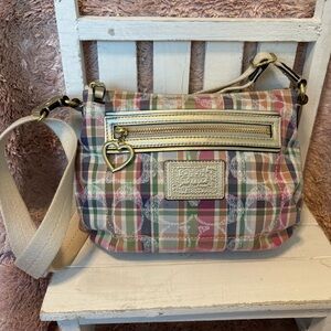 Coach Poppy Colorful Plaid Crossbody Bag